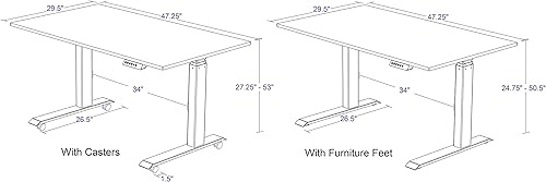 Miniatura 9 de Stand Up Desk Store Escritorio eléctrico de altura ajustable con memoria programable (marco blanco/parte superior blanca brillante, 48 pulgadas de