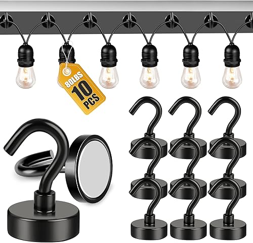 Vista 44 de DIYMAG - Ganchos magnéticos fuertes y resistentes, 25 libras de capacidad, para crucero, aula, refrigerador, cabañas, parrilla, cocina, garaje, Plata