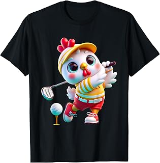 Cute Chicken Playing Golf Golfer Golfing Men Women Kids T-Shirt