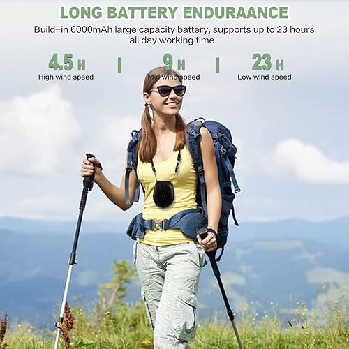 Miniatura 5 de Ventilador de cintura portátil ventilador de clip alimentado por batería de 6000 mAh ventilador portátil con tiempo máximo de trabajo de 23 horas