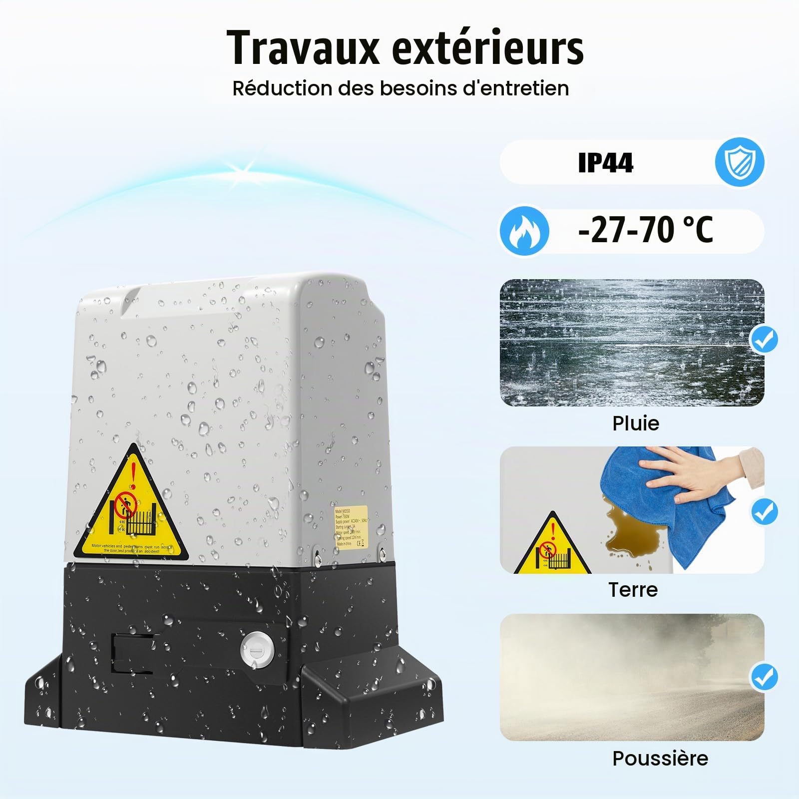 Moteur électrique pour portail coulissant - 550 W - 1600 kg - Avec 2 télécommandes et 2 clés