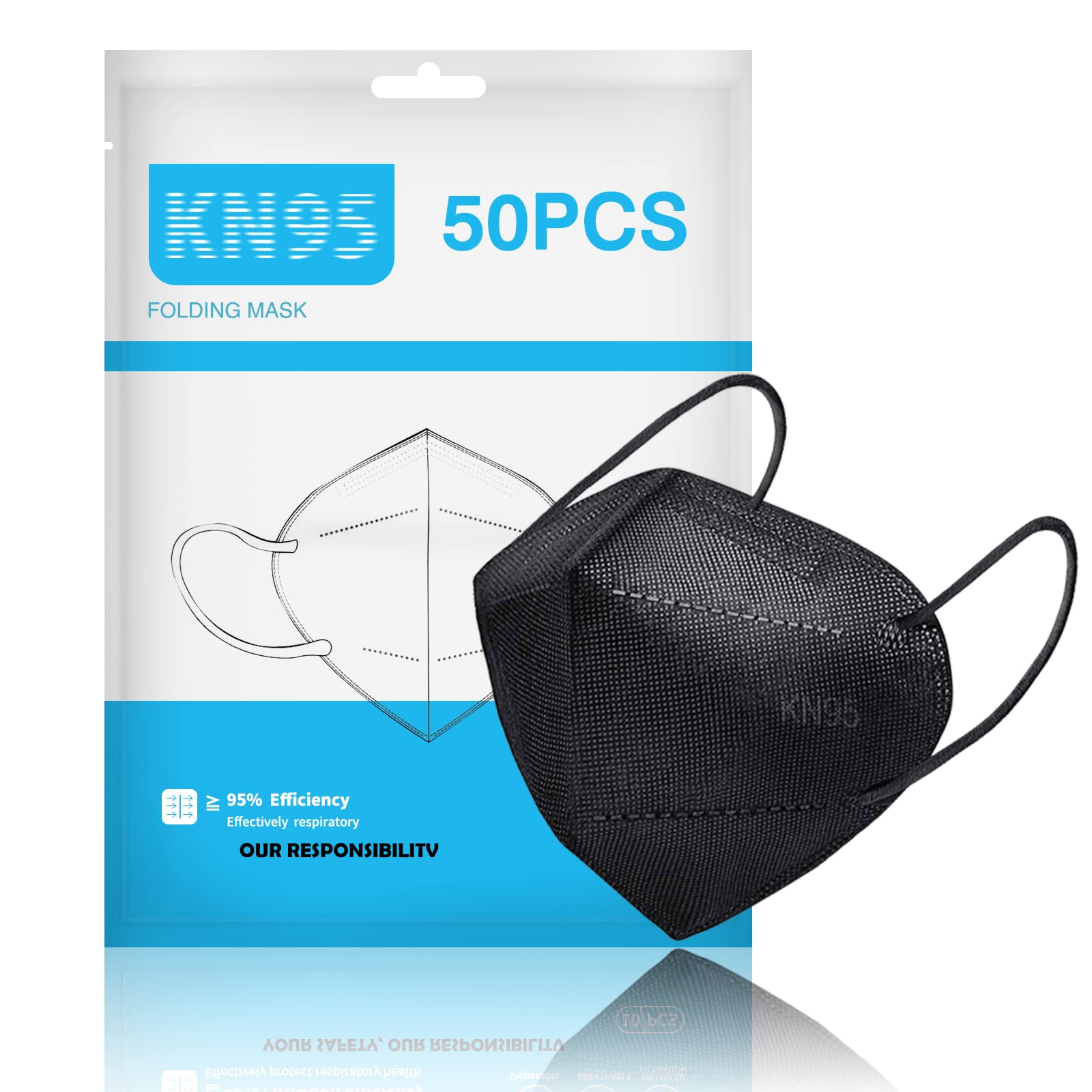 50 PCS Breathable Adjustable Face Mask Masks 5 Layer Cup Black Waterproof Elastic Ear Loops Female Fashion Women for Adult Sport Athletic Facemask Facemasks Mascarillas Mascaras Gifts