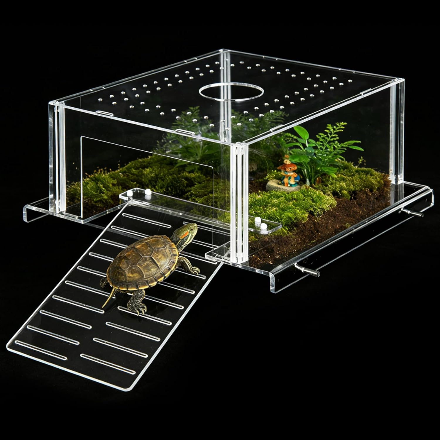 Turtle Topper Basking Platform for 17-19 Inch Wide Aquariums, Non-Slip Ramp Aquatic Turtles Sunbathing Dock,Aquatic Reptile Climbing Resting Terrace with Escape-Proof Design (Extra Large)