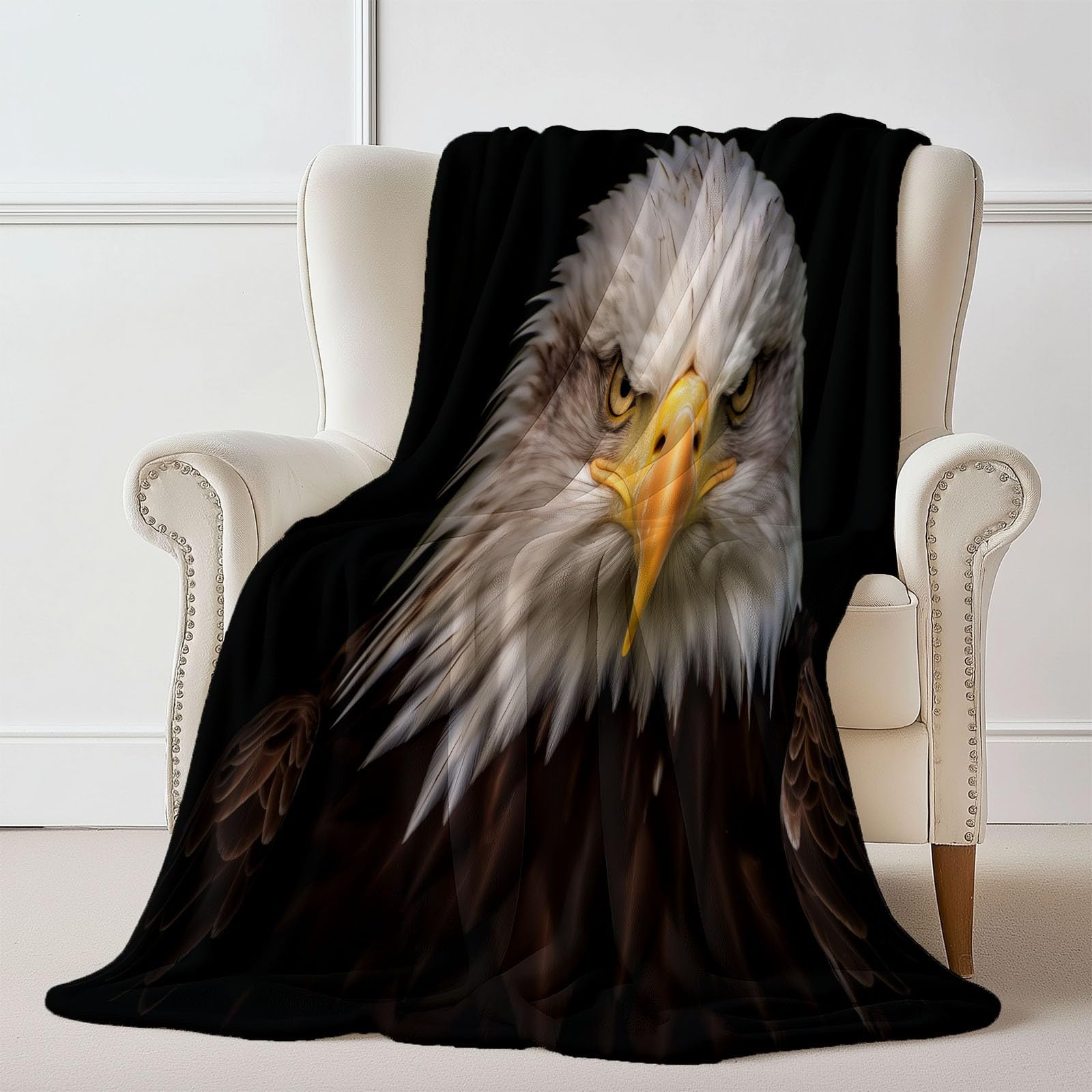 Koc polarowy 200 x 220 cm nowoczesna fotografia biała sowa, czarny flanelowy koc polarowy dla 2 osób, z nadrukiem, miękki i ciepły na sofę