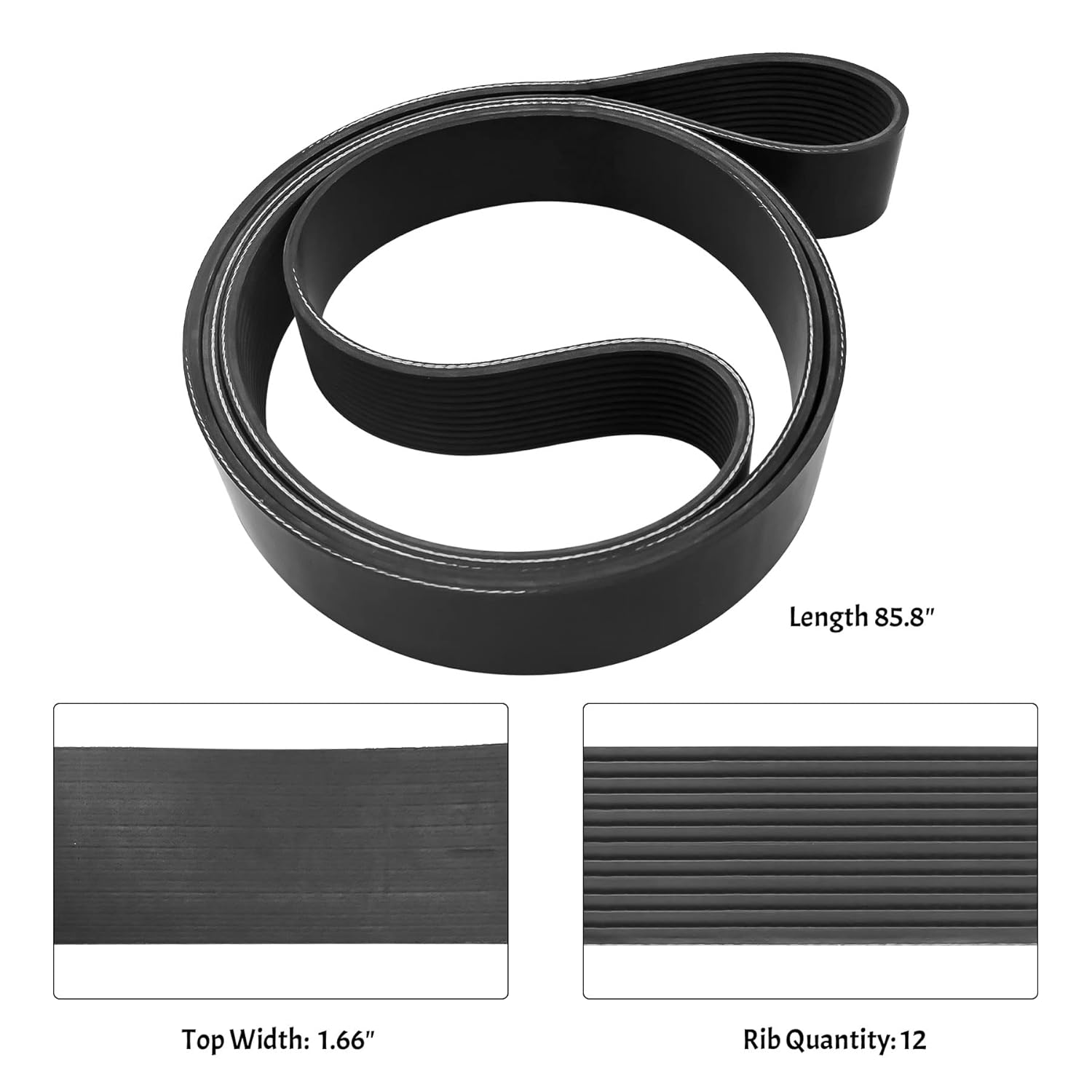 Serpentine Belt Fit for Various Kenworth Peterbilt Models 2010-2017 Replace 6122180 D84-1000-6122180 12K858