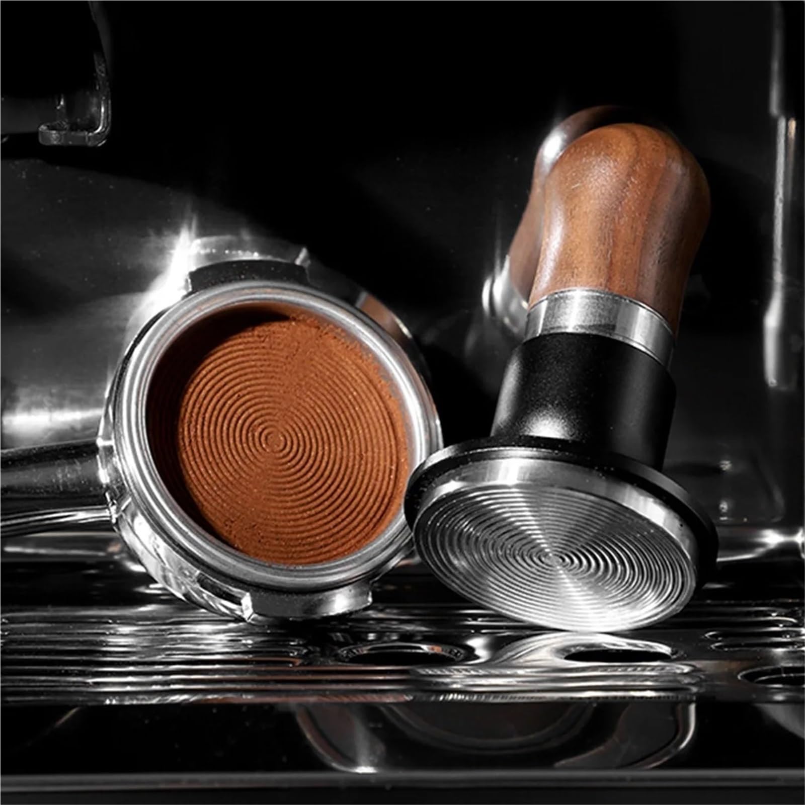 Pressino for Caffè Da 30 Libbre, 51 Mm, 58 Mm, Calibrato, Caricato A Molla, A Pressione Costante, for Livellare Il Caffè.(Black 58mm)