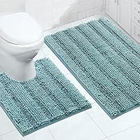 Vista 59 de Turquoize Alfombras de Baño Chenille Peludas Alfombra de Baño Antideslizante Gruesas Alfombras de Baño Peludas para Baño Chenille Juego de Alfombra