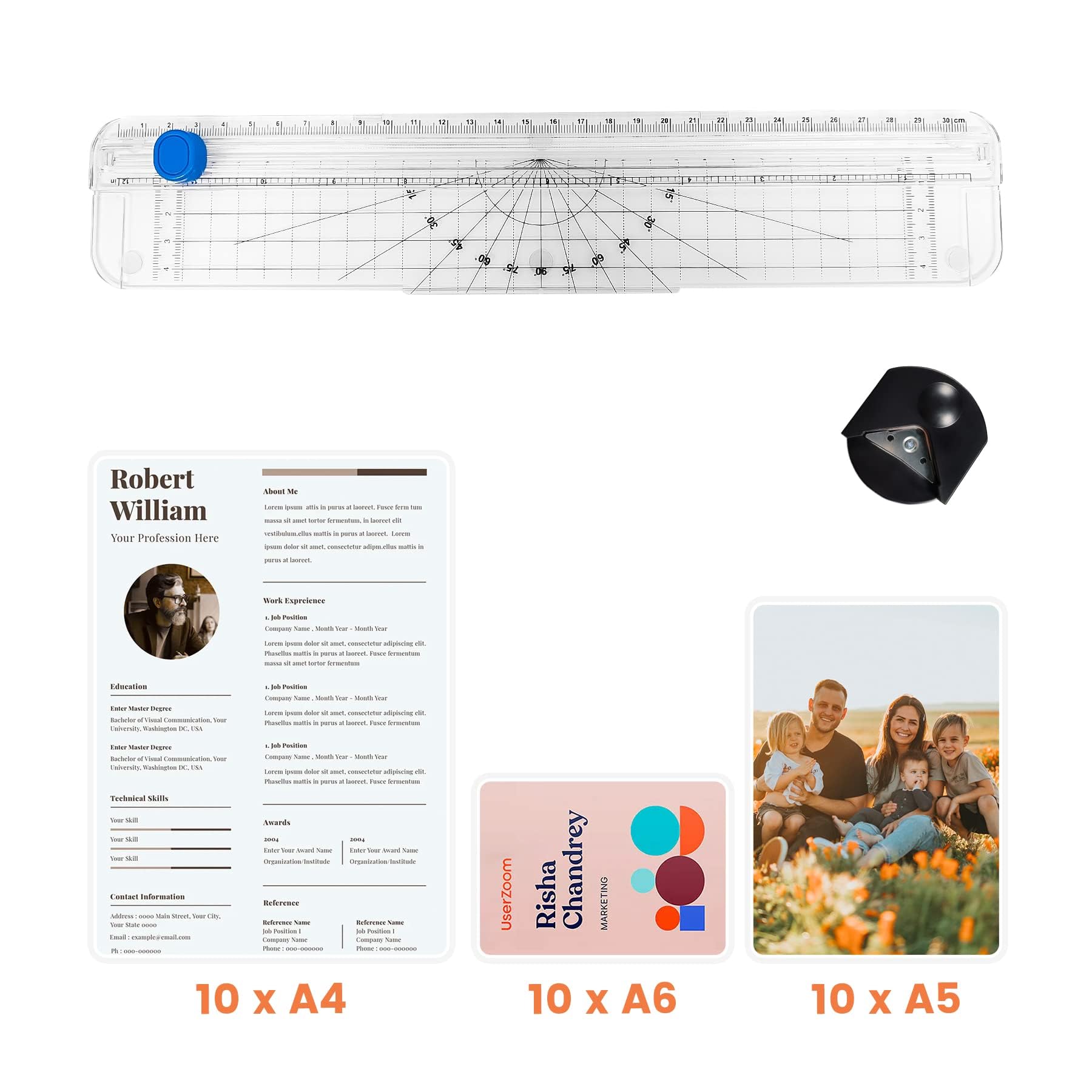 Plastificadora A4 Máquina Laminadora, 4 en 1 con 30 Bolsas de Plastificación para A4/A5/A6, Calentamiento Rápido, Plastificadora Frío Caliente con Cortador de Papel y Redondeador de Esquinas