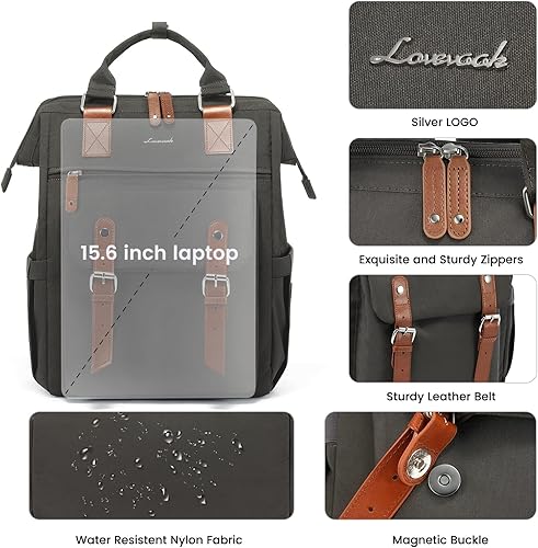 Miniatura 2 de LOVEVOOK Mochila para computadora portátil para mujer, mochila para profesores, enfermeras, trabajo, viajes, mochila para computadora, 15,6 pulg.,