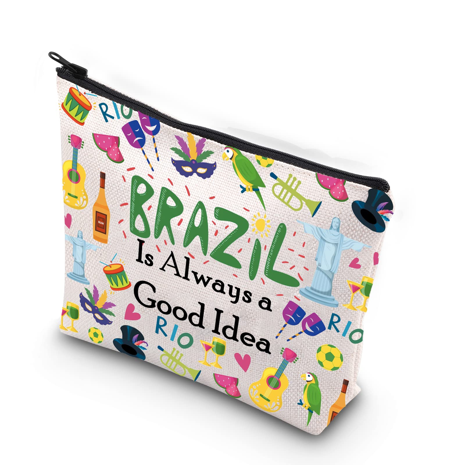 WCGXKO Brazil Gift Brasileira Gift Rio De Janeiro Gift Brazil Is Always A Good Idea Zipper Pouch Cosmetic Bag (BRAZIL)