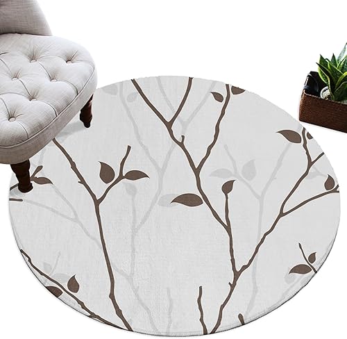Miniatura 2 de Round Rug 5Ft, Dead Branch Outline Soft Round Area Rug Machine Washable Non-Slip Circle Rug Carpet Inoor Throw Rug for Living Room Bedroom