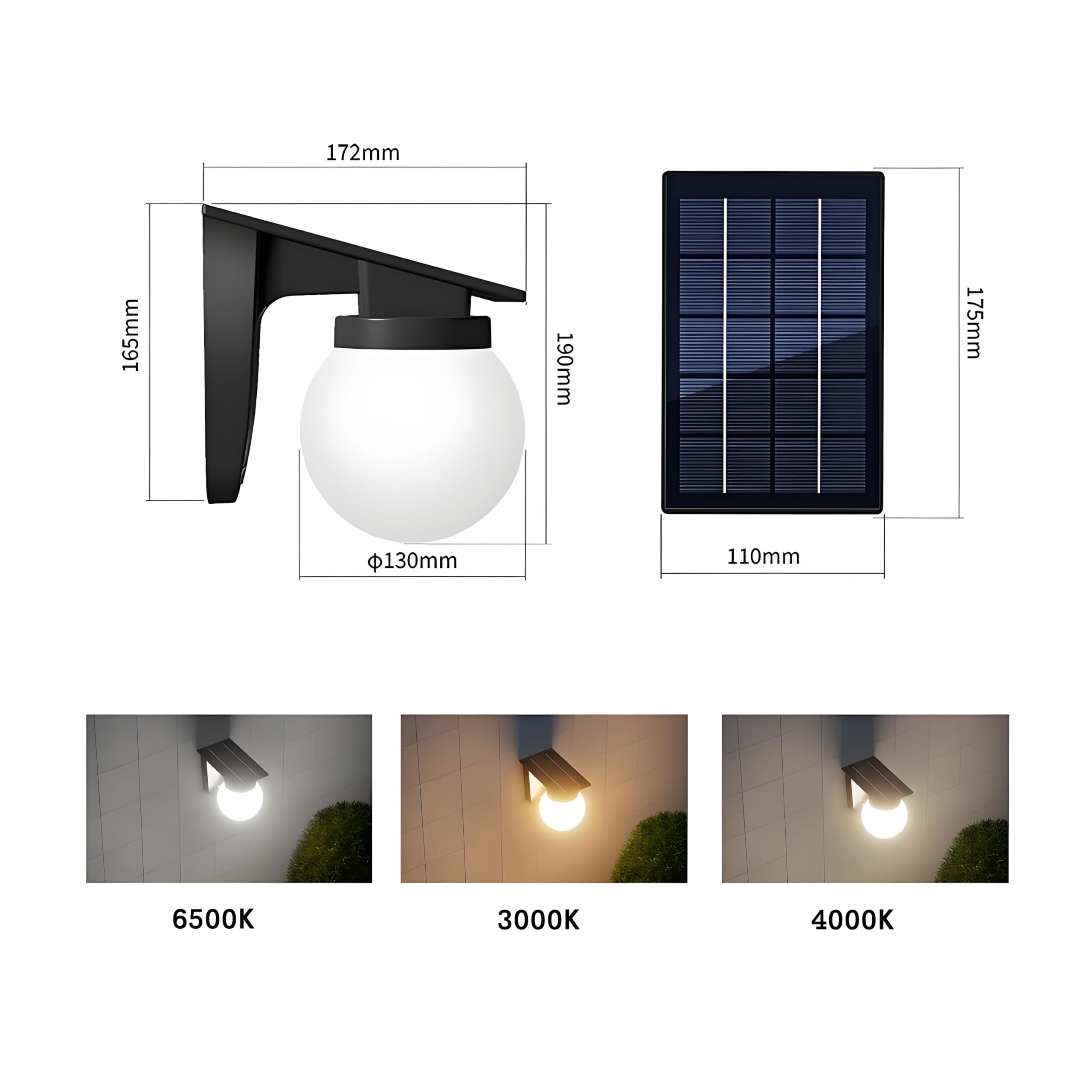 Solarna lampa ścienna zewnętrzna, IP65, wodoszczelna lampa solarna do użytku na zewnątrz, bateria 3600 mAh, 3 W, 280 lumenów, do 12 ~ 16 godzin, solarna lampa zewnętrzna do ogrodu, domu, na