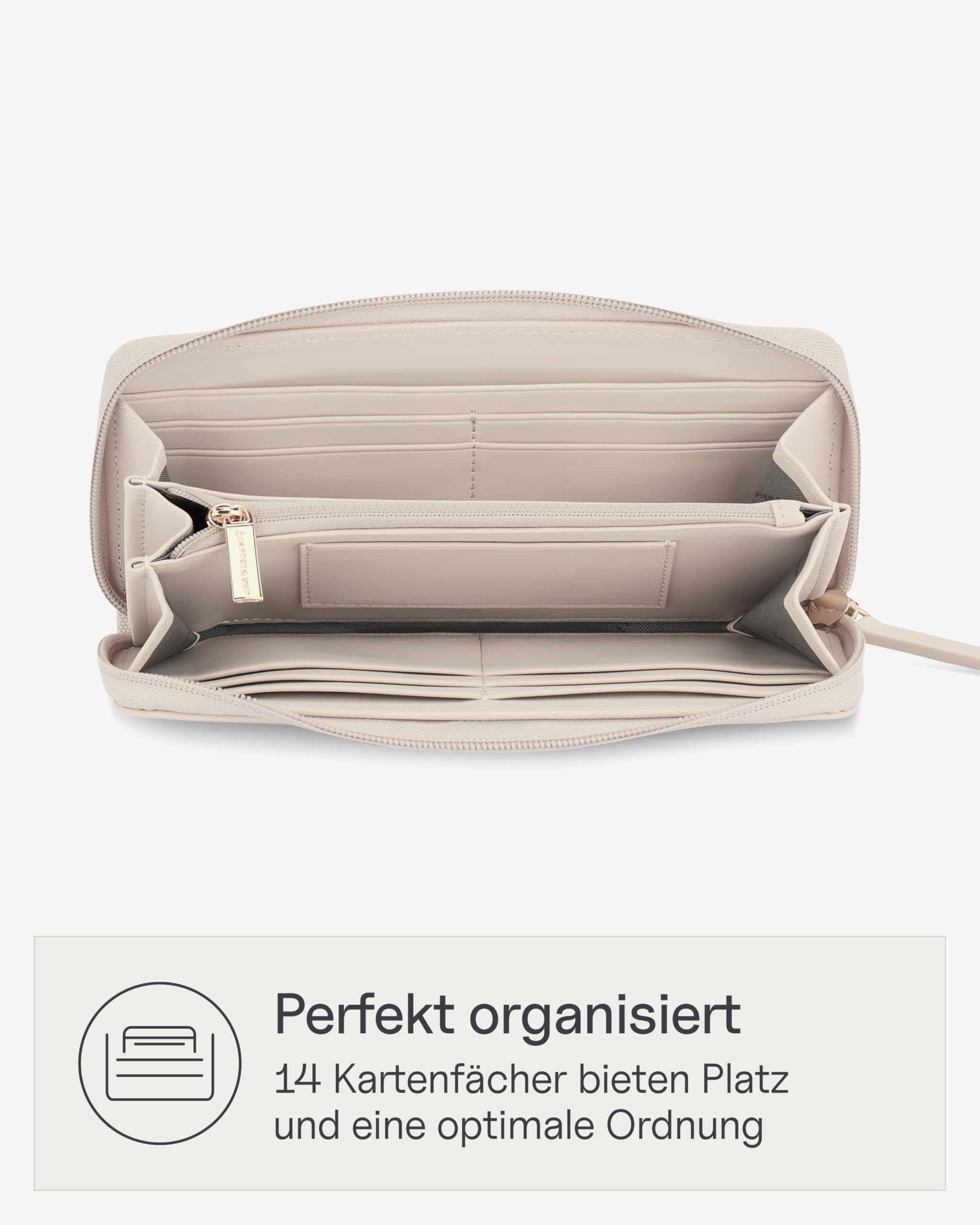 Kapten & Son Geldbörse Damen | Bergen Pro Wallet Large Sandstone | Damen Portemonnaie Groß Beige | Geldbeutel mit 14 Kartenfächern & Kleingeldfach | 10x 20x3 cm