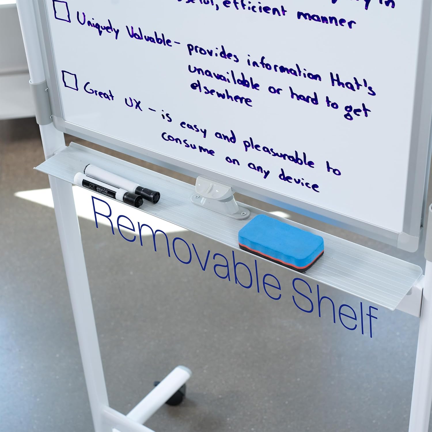 VIVO Mobile 24 x 36 inch Double Sided Dry Erase Whiteboard, Rolling Aluminum Stand, Magnetic, CART-WB24A