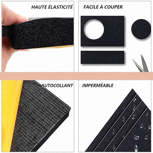 Zayejod Feuille de Mousse NBR Adhésive Plaque Caoutchouc Joint Isolant Protection Meuble Voiture Anti Vibration Antidérapant Insonorisant -4pcs,Épaisseur 5mm,30x20cm - 4