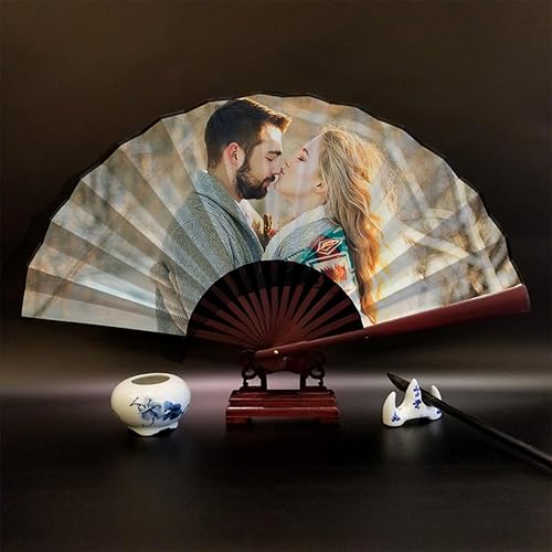 Miniatura 7 de Ventilador plegable personalizado con foto personalizada, abanicos plegables para bodas, bailes, salones, cosplay, fiestas, abanicos plegables