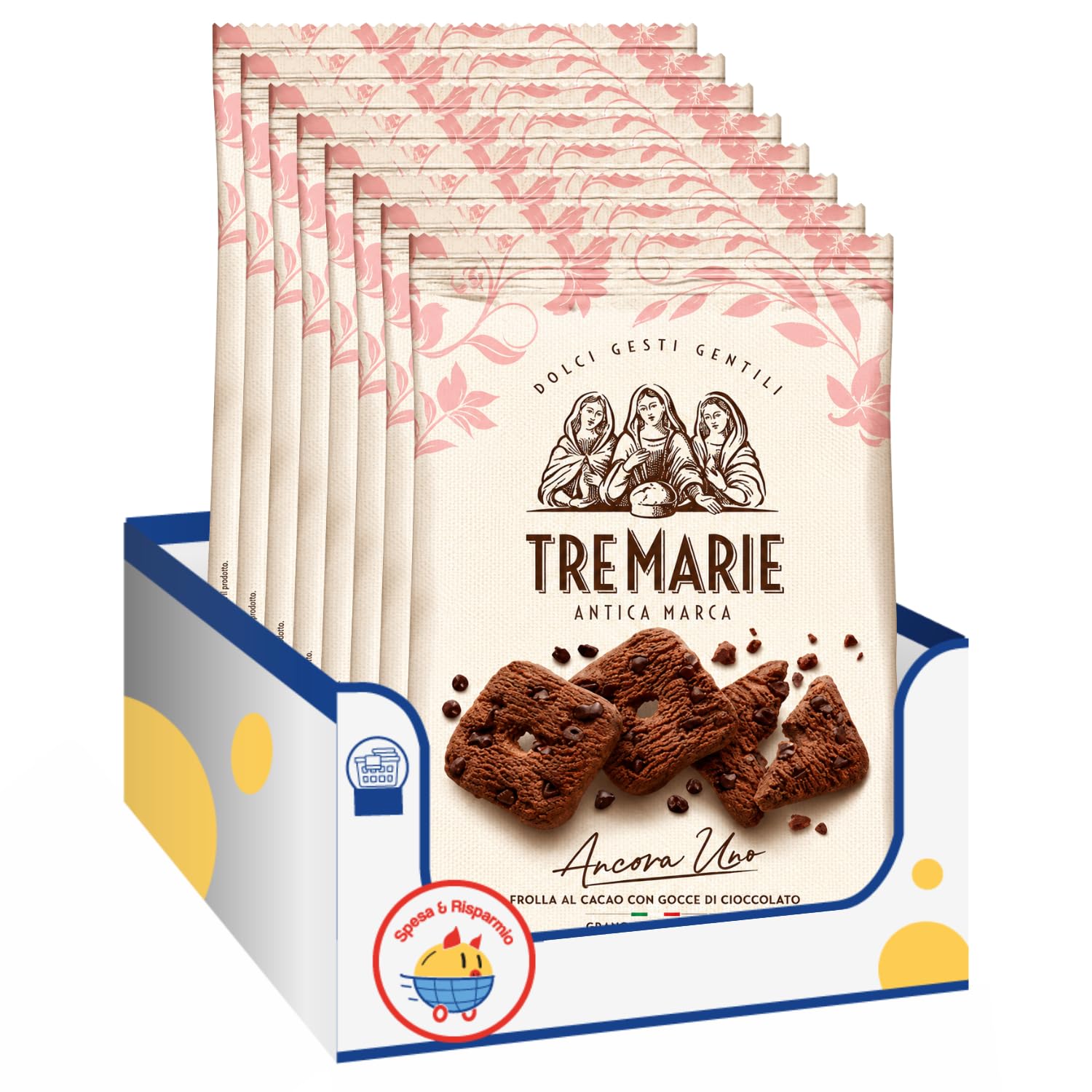 Biscotti Cacao con Gocce di Cioccolato 315g AncoraUno Frollini Croccanti Snack Dolce Variazioni 4/8/12 Confezioni (12 PEZZI)