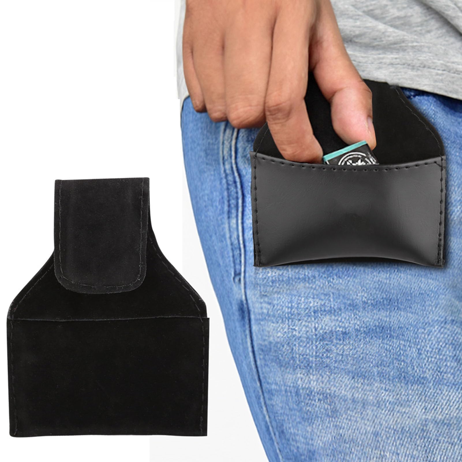 Porte Craie Billard, 4.72 × 3.94 Pouces Portable Snooker Billard Sac De Craie PU Pouch Sac Accessoire, Porte Craie Billard, Sac à Craie Pour Queue De Billard, Snooker Billard Craie Sac PU Cuir Noir