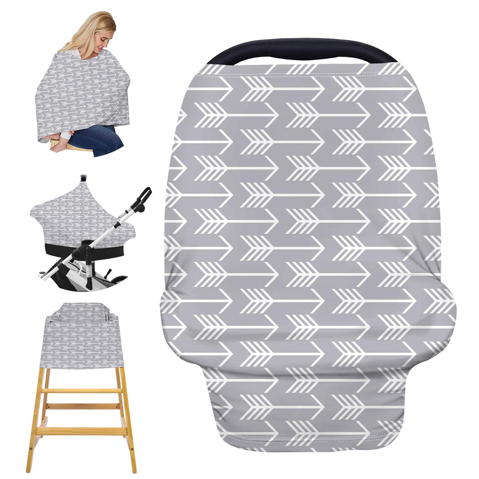 Nursing Cover for Breastfeeding, Stretchy Car Seat Cover for Babies, Soft Breathable Breastfeeding Cover, Stroller Covers, Shopping Cart Cover, Multi-Use High Chair Cover, Baby Shower Gifts