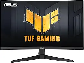 ASUS Monitor de jogos TUF Gaming 68.6 cm 1440P curvado HDR (VG27WQ3B) - QHD (2560 x 1440), 180Hz, 0,5ms, desfoque de movimento extremamente baixo, FreeSync, 90% DCI-P3, DisplayWidget, garantia de 3