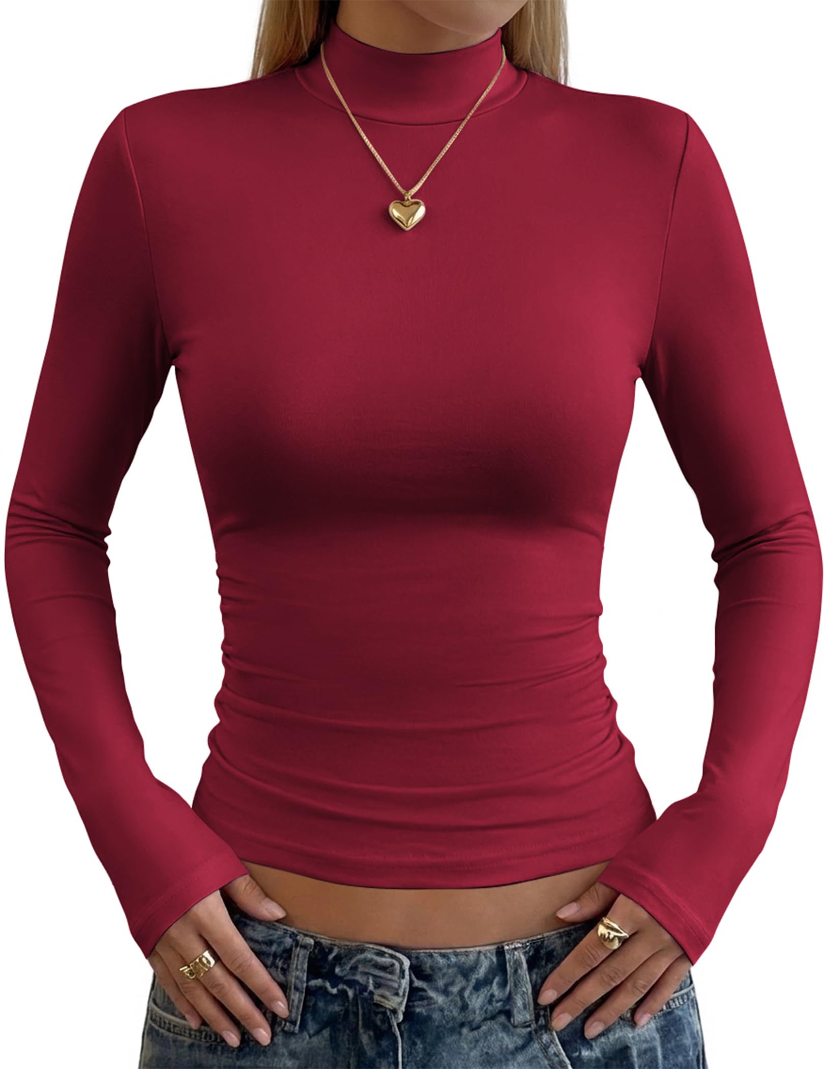 zeagoo Womens Long Sleeve Shirts Mock Neck Basic Slim Fitted Tops Lightweight Stretch Base Layer T-Shirt-picture-13