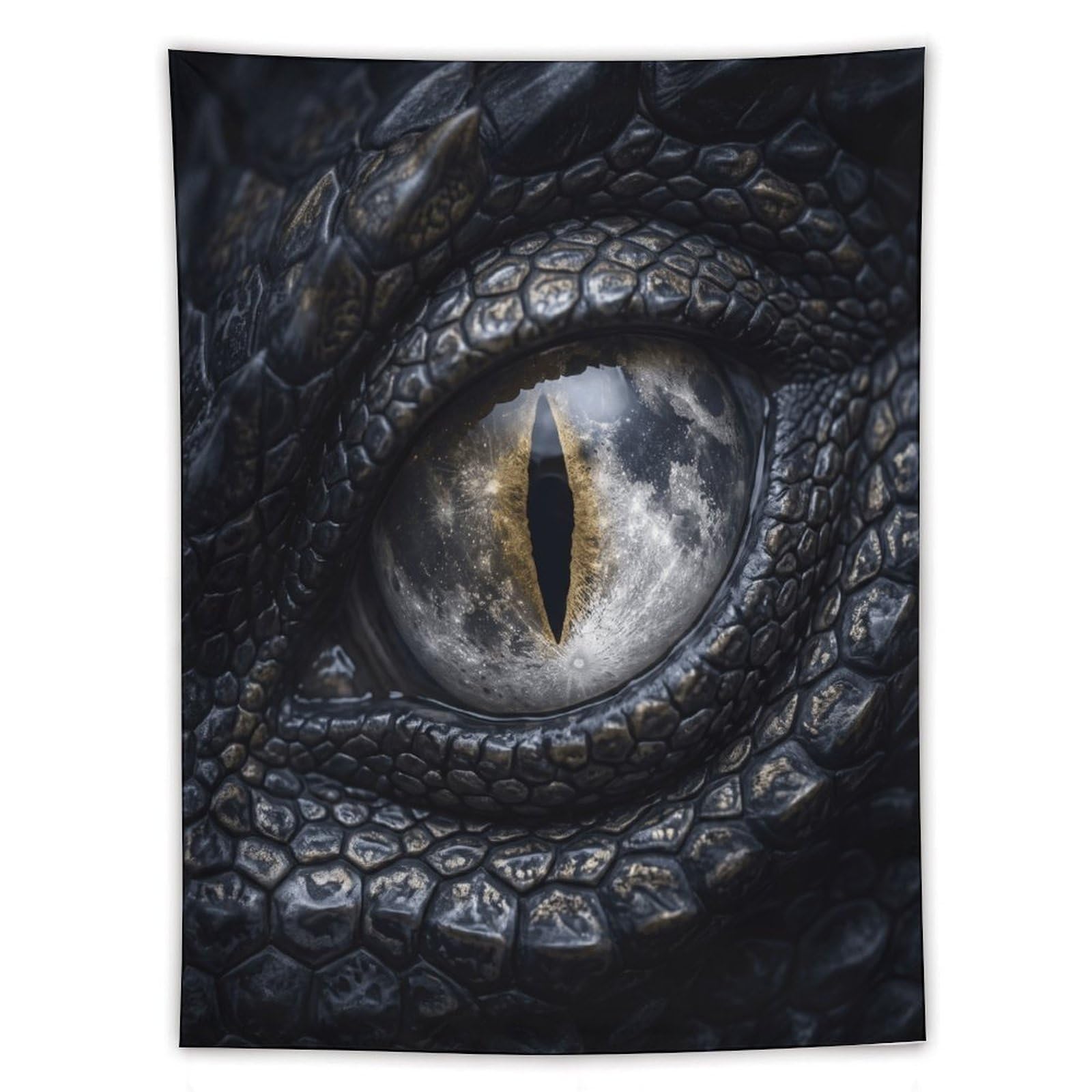 H3B8U2Y5 Moonlit Dragon Eye Wall Tapestry, Surrealist Style, Bedroom