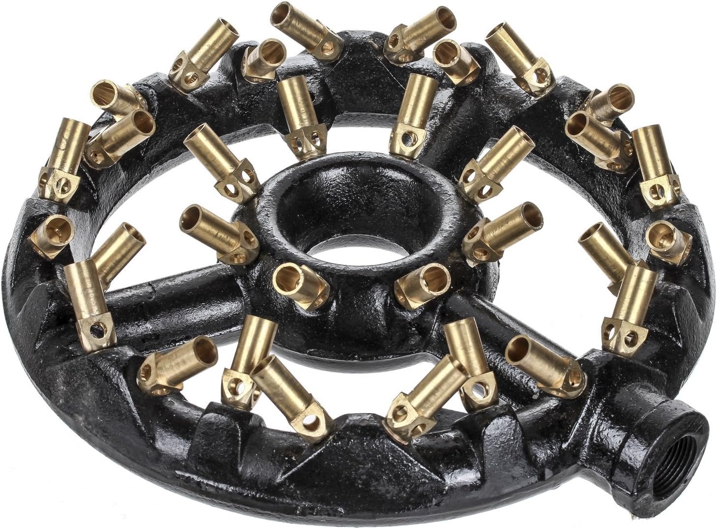 DuraSteel Natural Gas Jet Burners For Chinese Wok Range - Cast Iron Body Round Nozzle 32 Brass Tips Large Wok Burners Head - Up to 100,000 BTU -