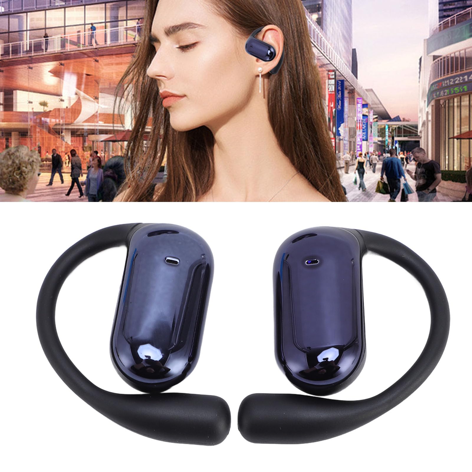 Traduzione in Tempo Reale Cuffie con Gancio per L'orecchio Auricolari Traduttore AI Auricolari con Cancellazione del Rumore per Viaggiatori e Riunioni di Lavoro