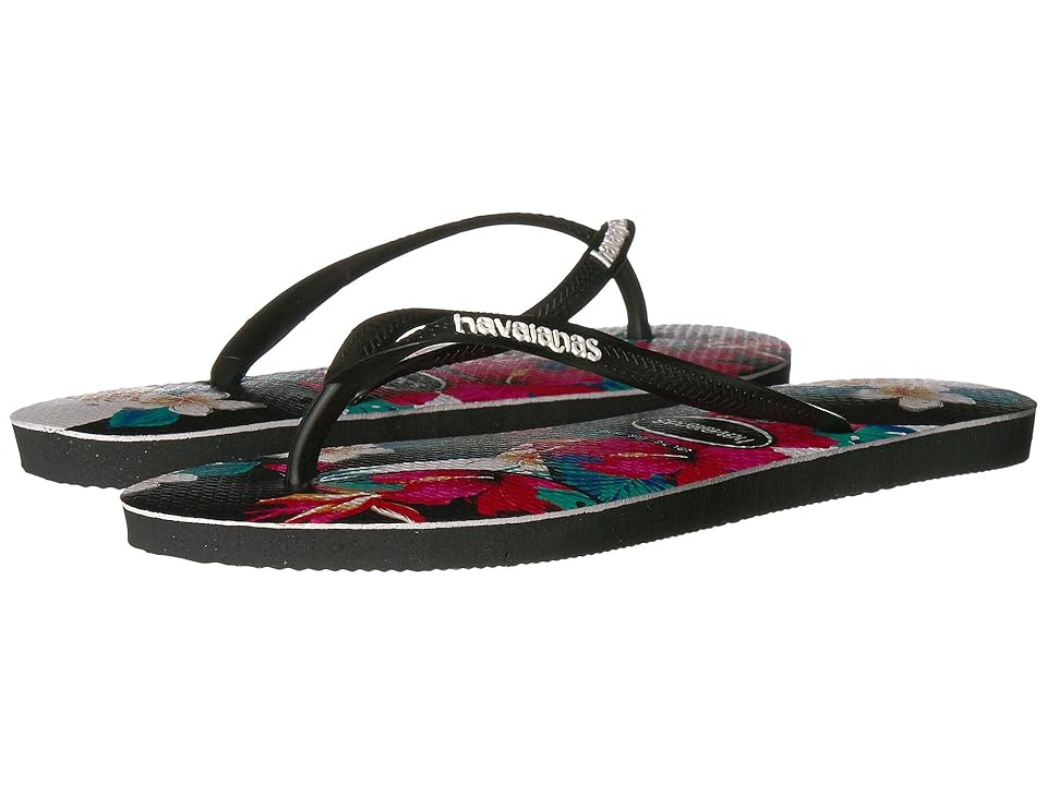 

Havaianas Slim Tropical Floral Sandal (Black) Women's Sandals