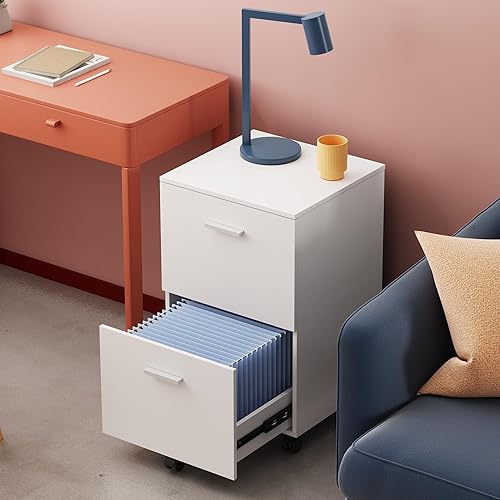 Miniatura 2 de DEVAISE Archivador de 2 cajones, soporte para impresora móvil, archivador de madera para tamaño A4 o carta para oficina en casa