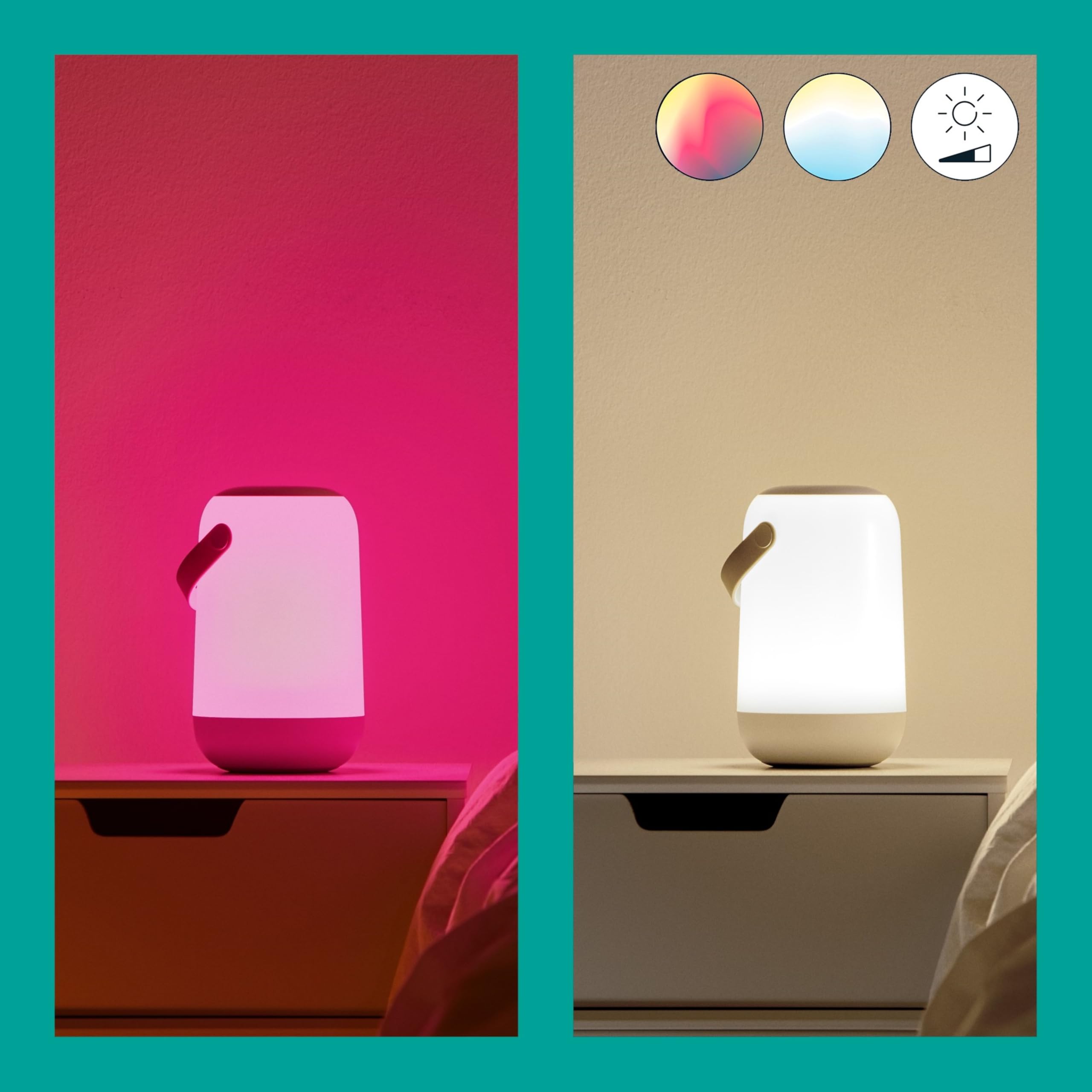 WiZ Tragbare Tischlampe - inkl. Fernbedienung - Weißes und Farbiges Licht - Smarte LED Beleuchtung - WLAN