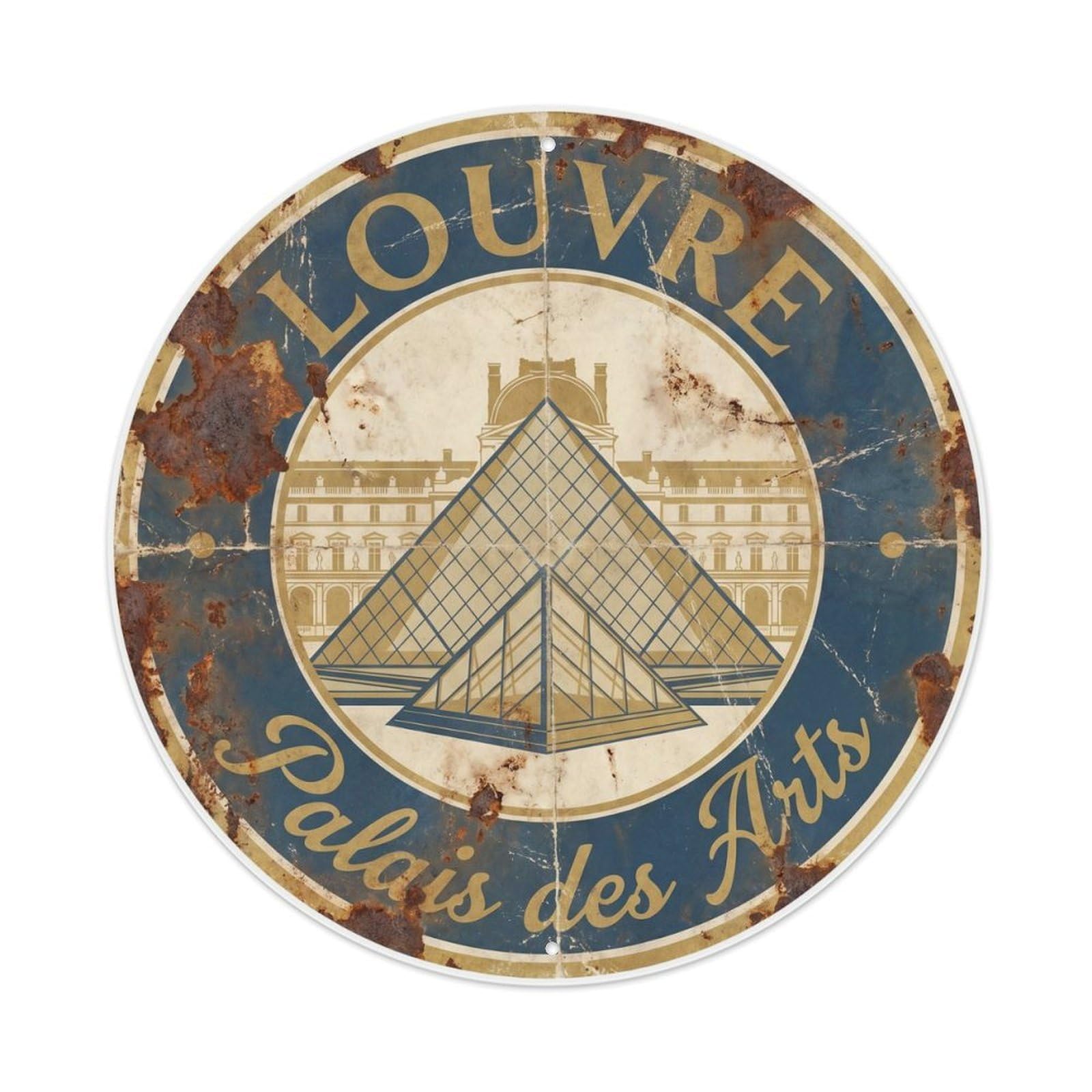 Vintage Travel Louvre Museum Parisian Metal Tin Sign
