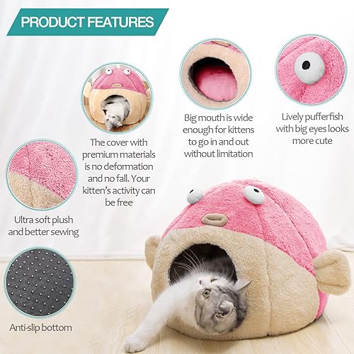 Miniatura 3 de Camas para gatos de interior  Cama para gatos con almohada acolchada extraíble lavable, suave felpa de algodón de alta calidad, cama para mascotas,