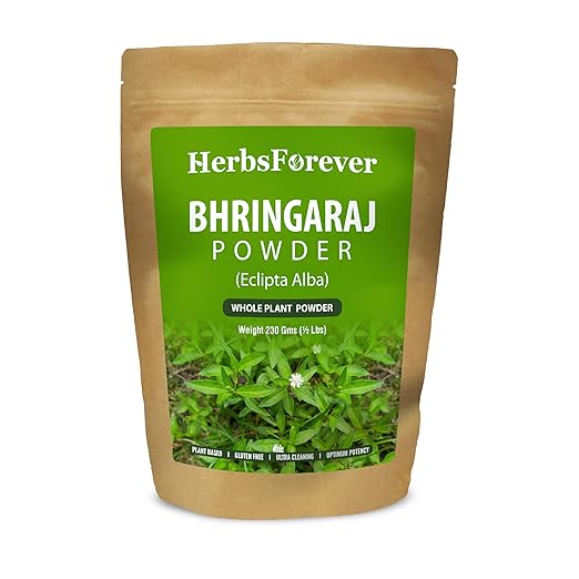 Bhringaraj Powder Eclipta Alba Hair Care Herb Natural Hair Conditioner Nourishes Hair Follicles Non GMO, Vegan 230 Gms