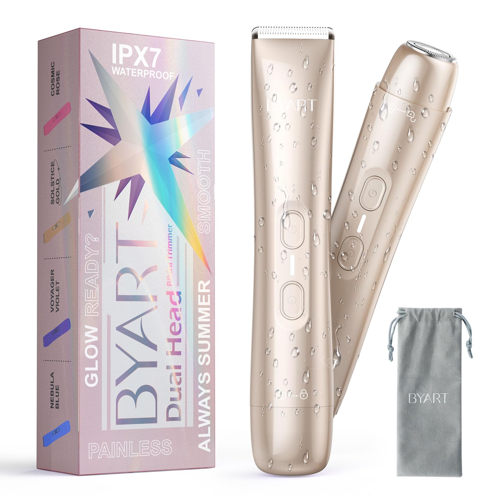 BYART 2-in-1 Dual Head Bikini Trimmer for Women, Pubic Hair Trimmer, Gifts