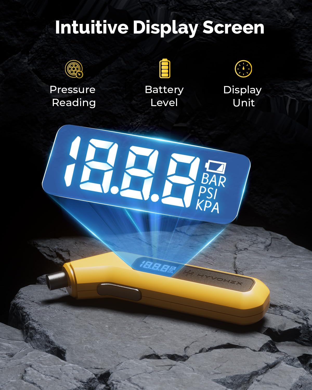 Tire Pressure Gauge Digital 200 PSI, HYVOHEX Tire Gauges for Tire Pressure with AAA Batteries, Visual LED Display Tire Gauge with Backlight, Digital Tire Gauge for Car Truck Motorcycle Bicycle