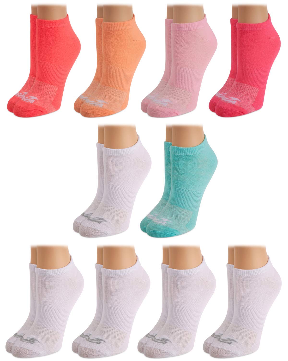 Avia Womens Low Cut Socks - 6/10 Pack Performance Stretch Cushioned Moisture Wicking Athletic No Show Socks for Women (4-12)