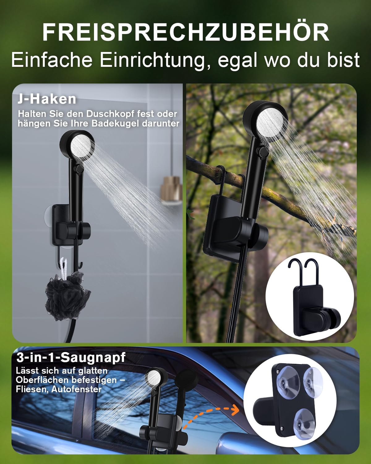 Spopal Campingdusche 20-Liter-Wassereimer 13000-mAh-Akku LED-Anzeige 5-stufige Wasserströmung Tragbarer Akku Dusche