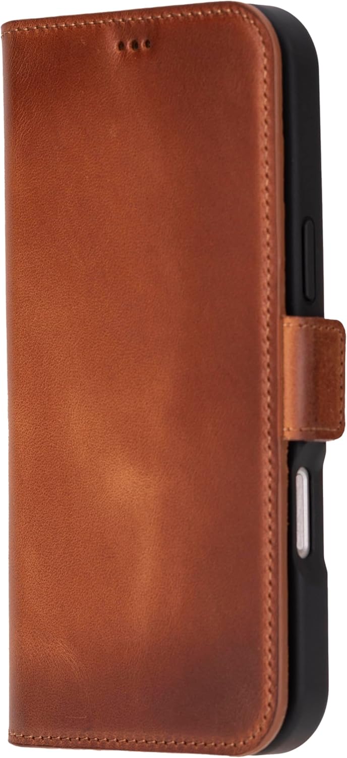 Bayelon Leather Wallet Case for iPhone 16 Pro 6.3" - Flip Cover Card Holder, iPhone 16 Pro Wallet Folio Case, Kickstand, MagSafe Compatible RFID, Real Leather iPhopne 16 Pro Cover (Vintage Brown) - Image 8