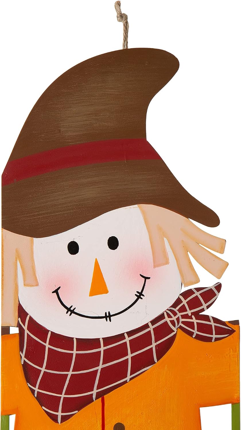 glitzhome Fall Scarecrow Yard Stake Rustic Harvest Scarecrow Porch Sign with Stakes Metal Hanging Fall Harvest Thanksgiving Scarecrow Corns Combo Welcome Wall Decor Decoration, 41.5" H