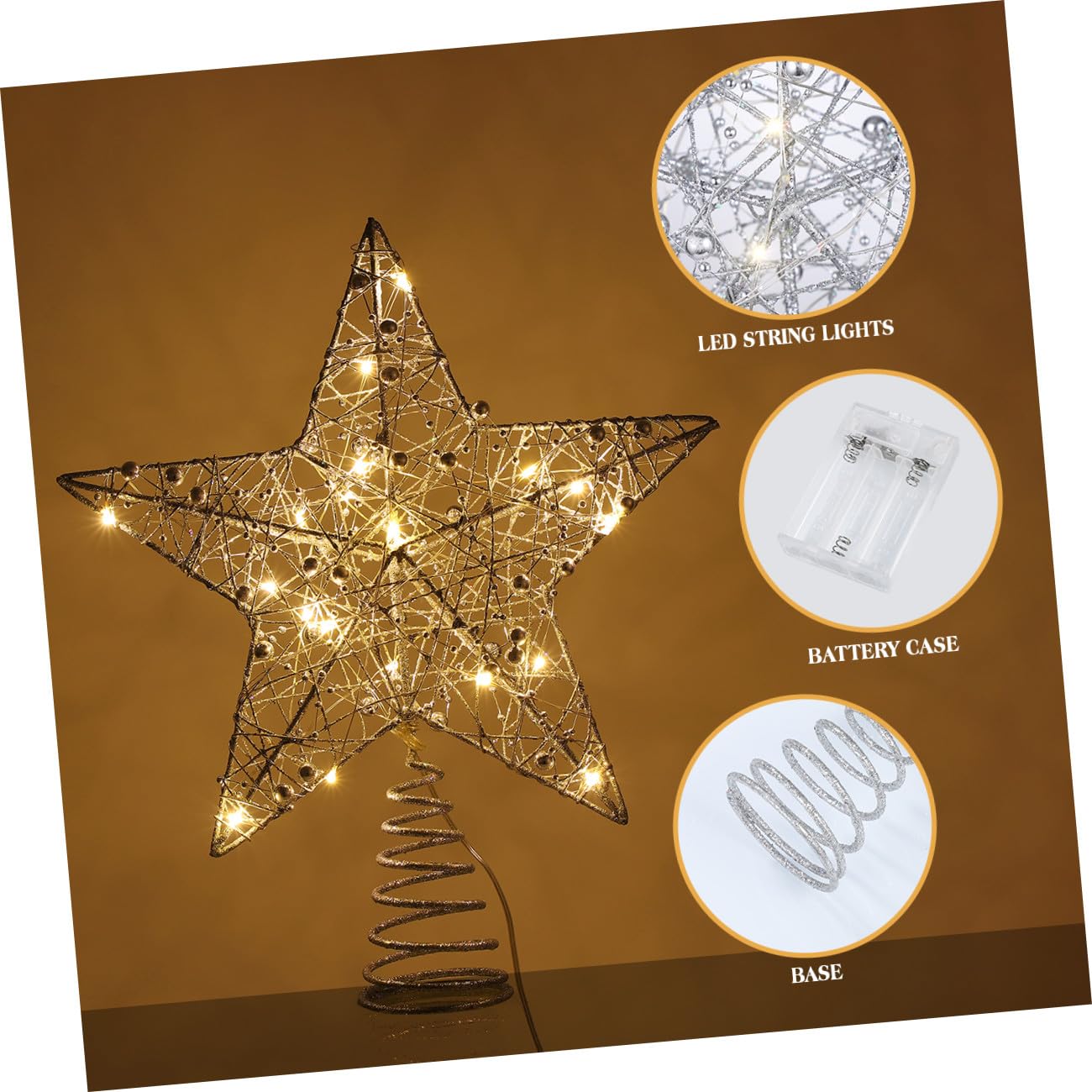 25 X 30 Cm Creative Christmas Tree Topper Star Treetop Light Décoration de Fête de Noël pour La Maison Bar Shop ()
