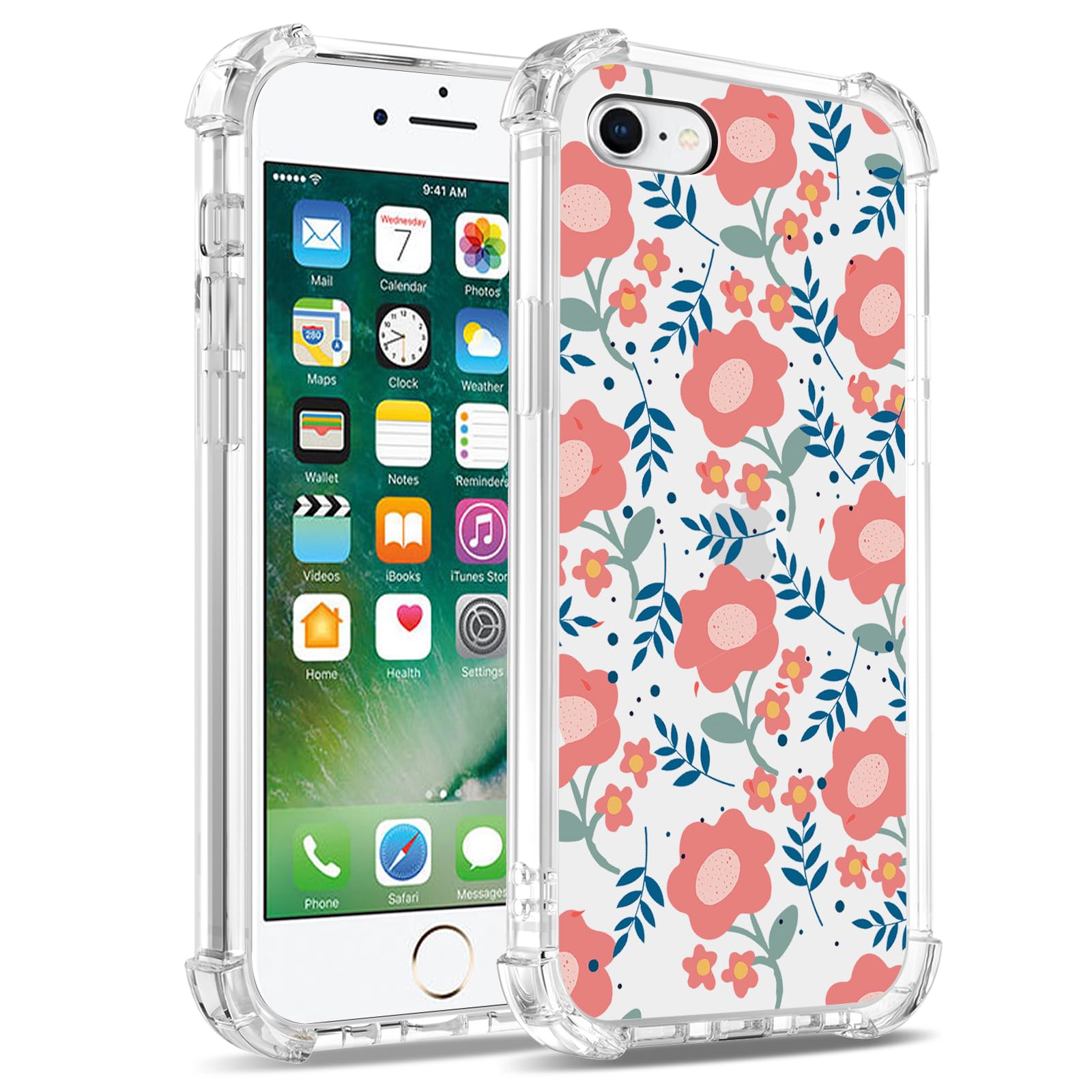 Custodia IPhone 7 Plus/8 Plus Bear Village - Cuori Trasparente, TPU Morbido