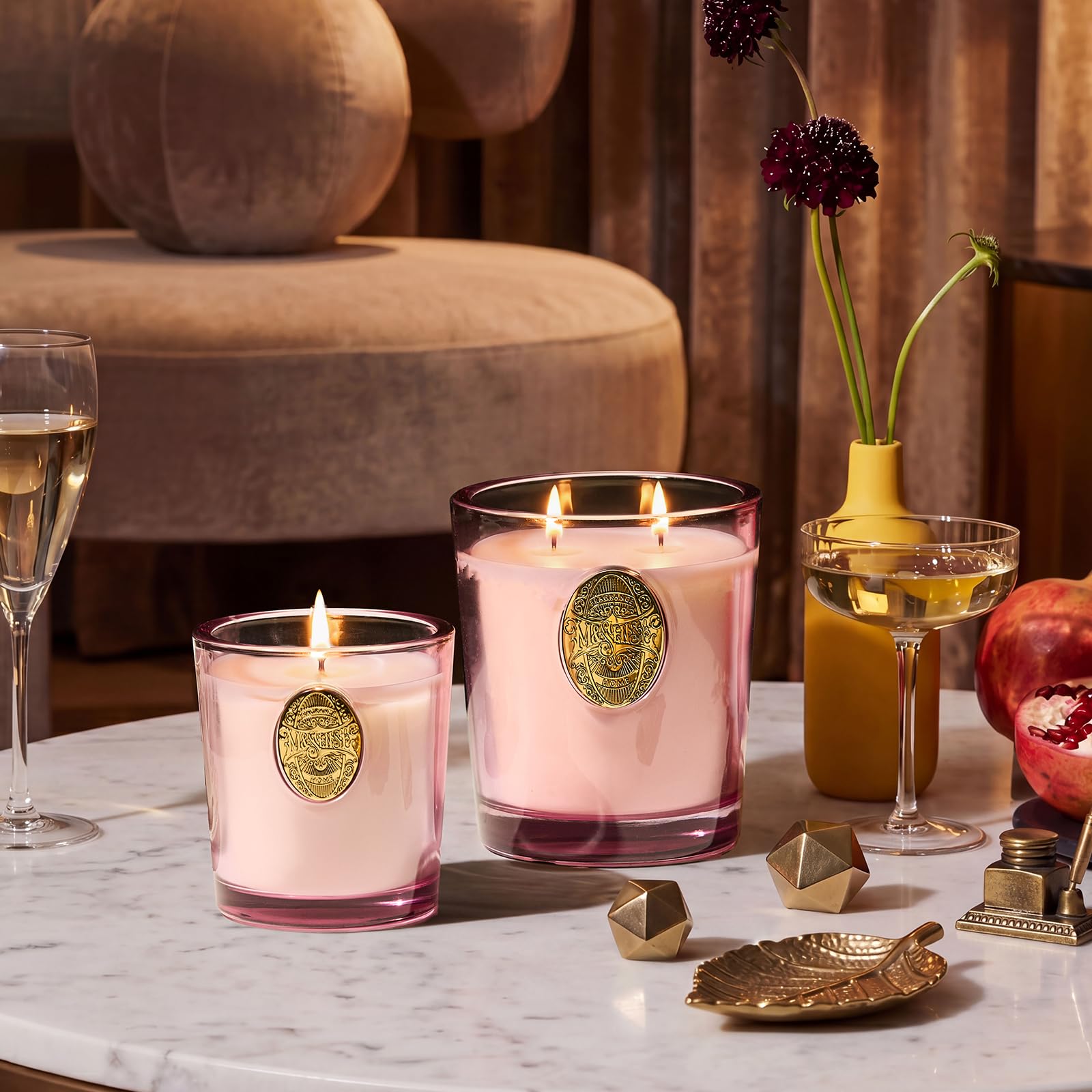 M&SENSE Candela Profumata 260g Rosa Marina, 55H Dura, Cera di Soia Non Tossiche Candele, Vetro Autunnali Decor Casa, Regalo di Lusso per Donne/Compleanni/Natale