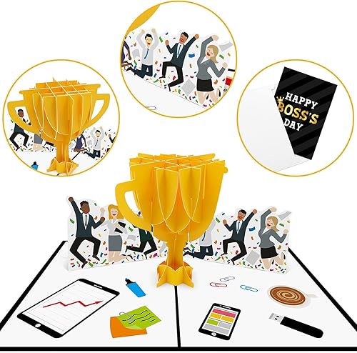 Miniatura 3 de Tarjeta desplegable para el día del jefe, regalo del día del jefe, regalo del mejor jefe, tarjeta decorativa para jefe con imágenes emergentes,