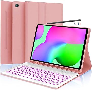 Keyboard Case for Samsung Galaxy Tab S6 Lite 10.4" 2024 2022/2020 SM-P610/P613/P615/P619, Backlit Detachable Wireless Bluetooth Keyboard Case Slim Stand Cover S Pen HolderRose Gold