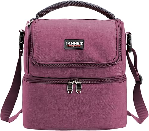 Bolsa de almuerzo para mujeres de dos pisos a prueba de fugas para hombres y adultos, pequeña hielera aislada, bolsa térmica para trabajo, viajes,
