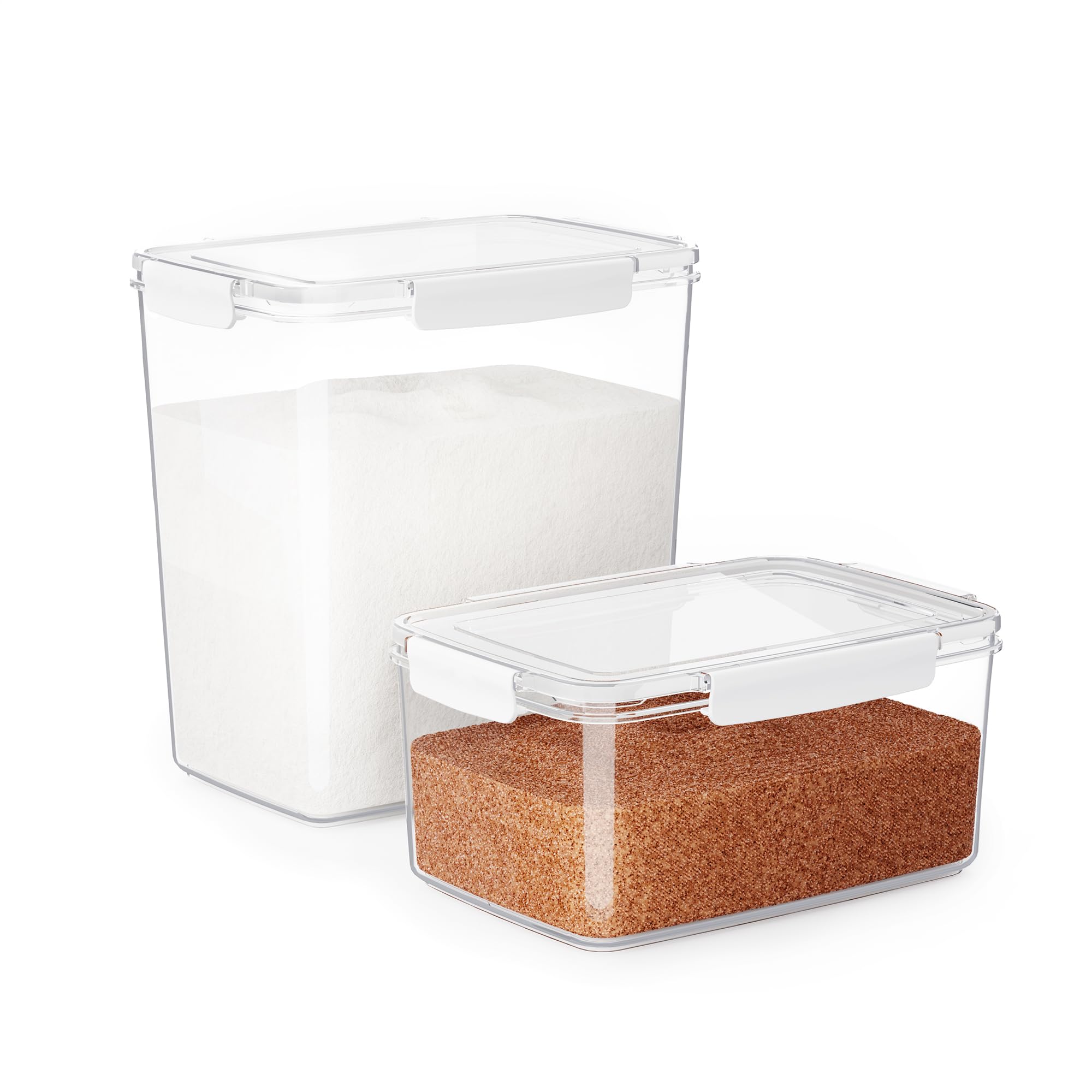 Aufbewahrungsbox mit Deckel 2er Set – 6L & 10L – Vorratsdosen Luftdicht Stapelbar – Transparent PET Aufbewahrungsboxen – BPA-frei & Mottensicher – Ideal für Küche, Vorrat, Mehl, Snacks und Tiernahrung Home & Kitchen