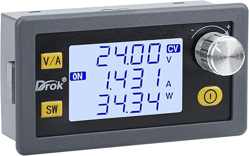 DROK Convertidor Buck Boost, DC 6.0-36V a 0.6-36V 5A 80W regulador de voltaje ajustable pantalla LCD 6V 9V 12V 24V 36V módulo de fuente de