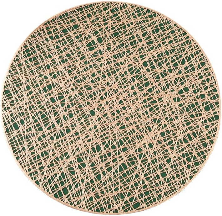 Miniatura 4 de 246pcs 38cm Round Hollow PVC Placemats, Waterproof Non-Slip Heat Resistant Dining Table Mats for Home, Hotel Restaurant Dining Room (Gold, 6pcs-38cm)