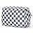 Narwey Checkered Makeup Bag Travel Cosmetic Bag Organizer Toiletry Bag Make Up Bags with Compartments for Women Girls (Large, Grayish Blue Checkerboard)
